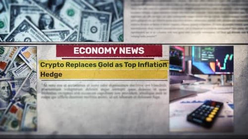 Economy News Headline Text Reveal with Financial Data Background
