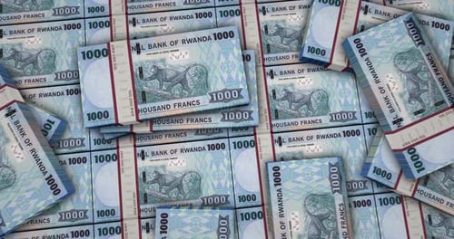 Rwanda francs money banknotes packs surface