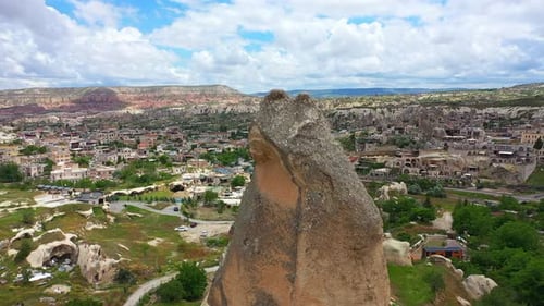 Aerial View of Unique Rock Formations in Cappadocia, Turkey