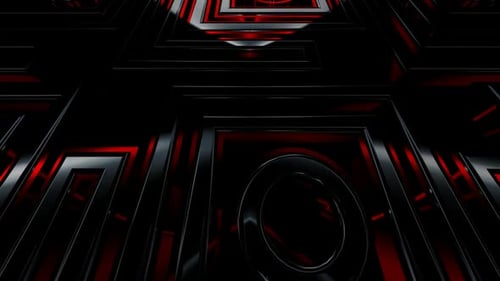 Red and Black Abstract Geometric Tunnel Loop Background