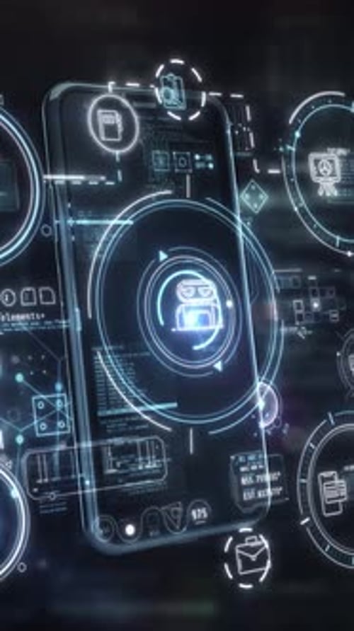 Dynamic Futuristic Data Interface on Holographic Phone with Robot