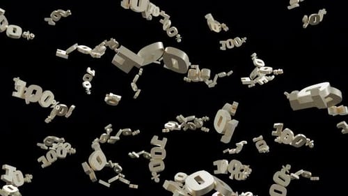 Falling Golden 3D Numbers and Percentages