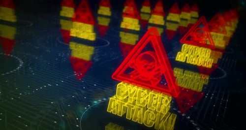 Cyber attack network security breach symbols loop cyber concept