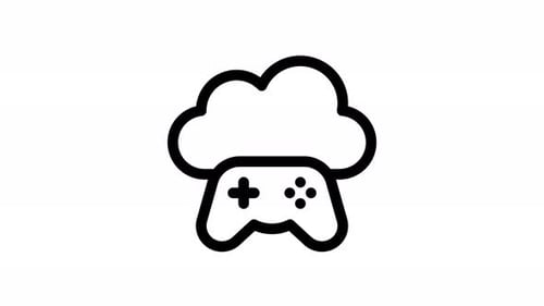 Fluid Animated Cloud Gaming Controller Line Icon