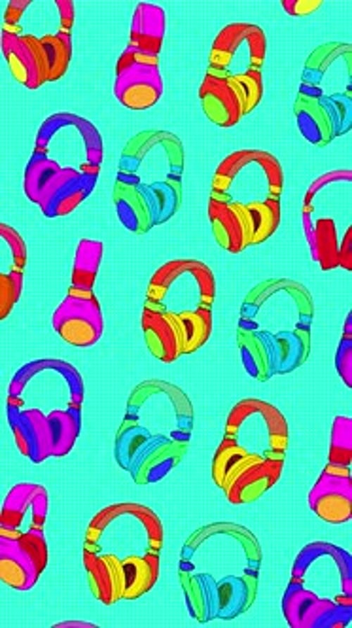 Animated Retro Pop Art Headphones Loop Background