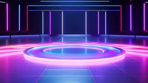 Podium Futuristische Vitrine mit Plattform für Produktausstellungen. Leeres modernes Bühnendisplay