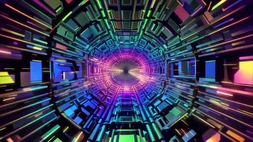 Futuristisches Neon-Sci-Fi-Tunnel-Bewegungsgrafik-abstraktes 3D-Cyb
