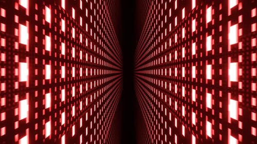 Roter Neon Tech Grid Perspektivischer Hintergrund VJ Loop In 4K