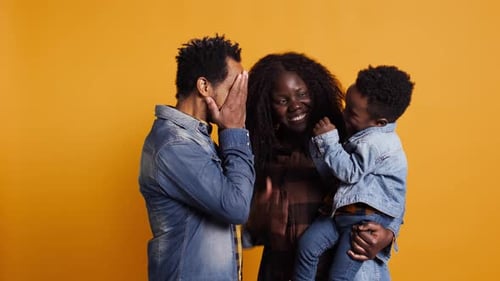 Loving Family Togetherness and Joy on Bright Backdrop
