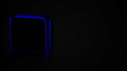 Abstract Blue Glowing Cube Morphing Rotation Loop