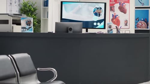 Empty Reception Counter at Health Clinic