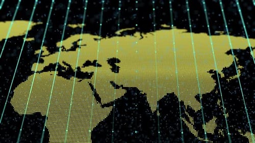 Glowing yellow world map