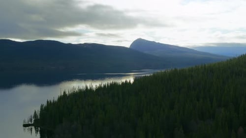 Wunderschöne Drohnenaufnahme eines Sees in der schwedischen Natur.