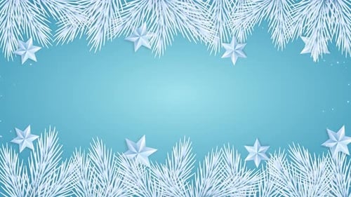 Festive Winter Pine Branches and Stars Animated Frame