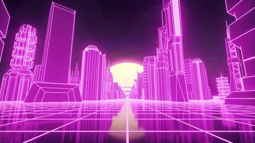 Tunnel urbain sans fin de science-fiction abstraite. Animation graphique futuriste