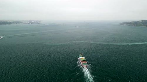 Transport boat at the Bosphorus strait in Istanbul