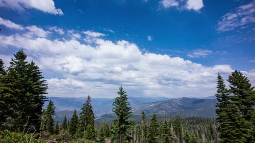 Time Lapse - Panaromic View of the Valley of Sequoia Natioanal Park with beaut clouds