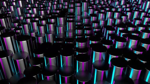 Cyan And Pink Circular Cylindrical Neon Equalizer Background Vj Loop In 4K