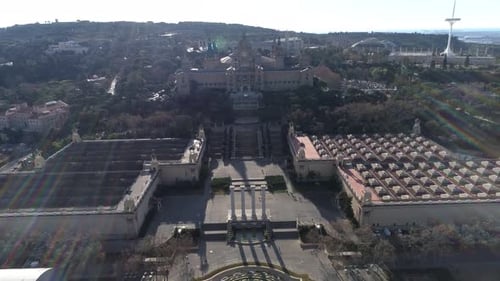 Aerial View National Art Museum of Catalonia in Barcelona, Spain