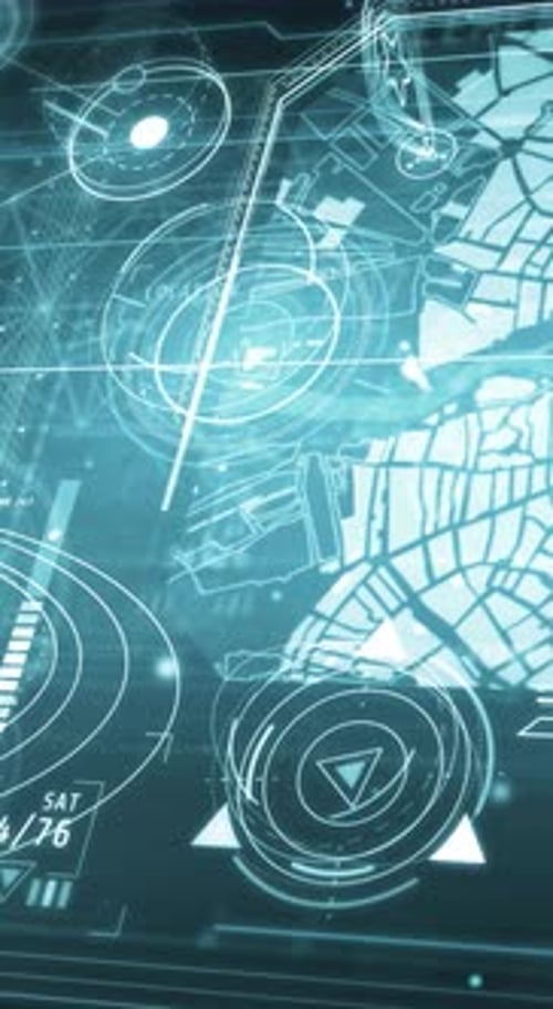 Vertical Futuristic HUD Digital Data Interface Loop