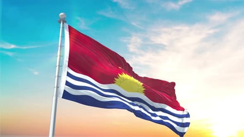 Kiribati National Flag Waving in a Gentle Breeze
