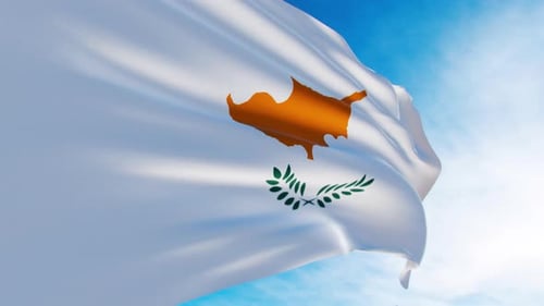Realistic Cyprus Flag Waving in Blue Sky Animation
