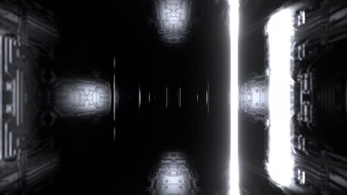 White Futuristic Cyber Tunnel With Neon Strobe Rods Background Vj Loop In 4K