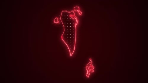Glowing Neon Outline Map of Bahrain Animation