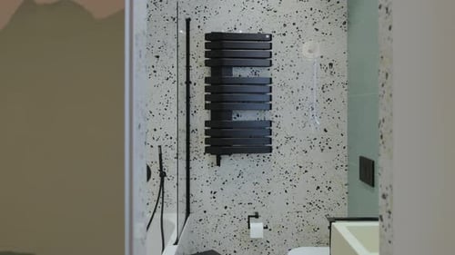 Modern Bathroom with Unique Speckled Wall