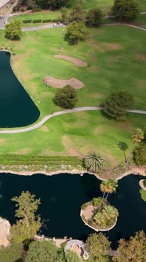 An Overview From the Sky of a Beautiful and Scenic Golf Course on a Bright Sunny Day