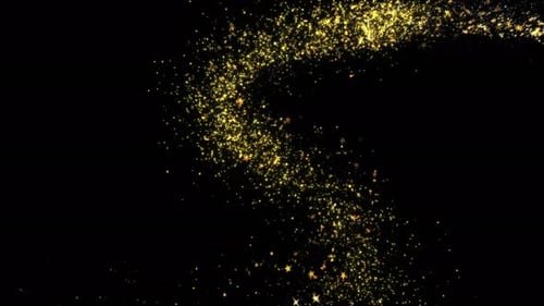 Gold Glittering Star Dust Circle Of Trail Sparkling Particles On Black