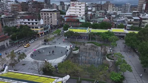 Park With Fountains In The Center Of Taipei, Near The Lungshan Temple