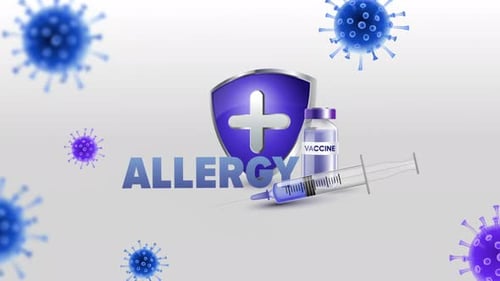 Animated Allergy Vaccine Shield and Virus Motion Graphic