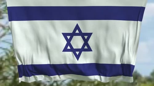 Realistic Israel Flag Waving in Wind