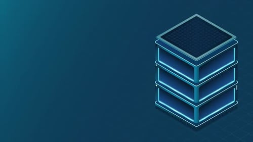 Isometric futuristic server animation. Isometric database or data center. Abstract blockchain