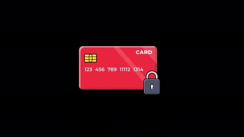 Animated Bank Card with Padlock. Card Security Concept Video - Transparent
