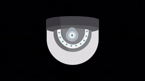 Animated Security Dome Camera in Flat Design Style