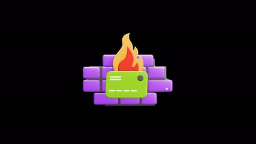 3D Firewall Protection with Credit Card Security Animation