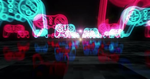 Esport retro video game pad symbols loop cyber concept