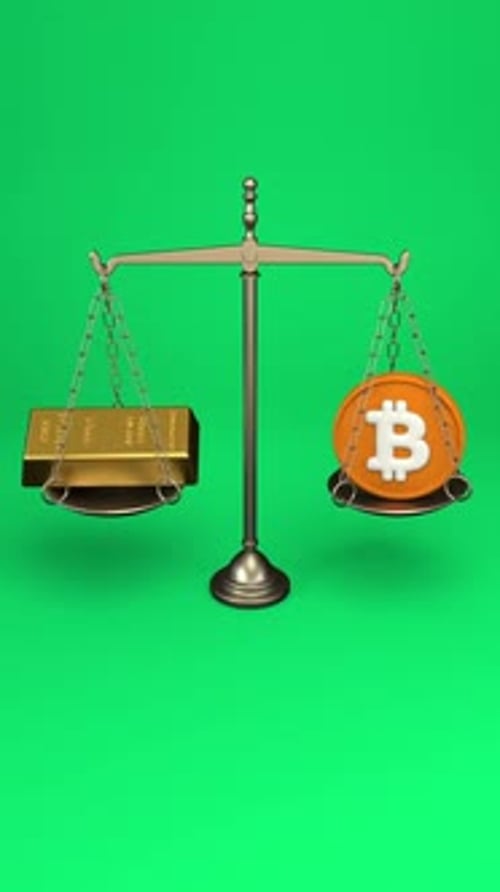 Bitcoin Vs Gold Bar Balance Scale Loop