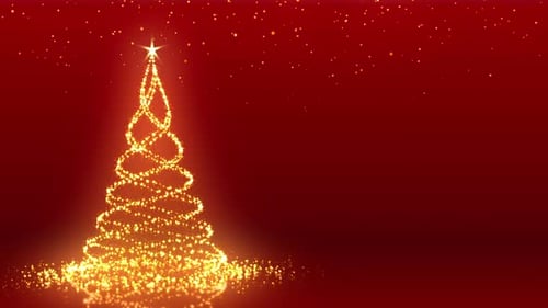 Sparkling Golden Christmas Tree Reveal Loop Background