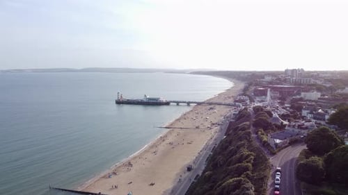 Luftaufnahme Bournemouth City, Strand, Pier und Meer — Golden Hour
