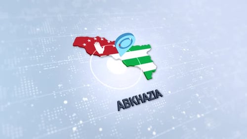 Animated Abkhazia Map with Flag and Location Pin