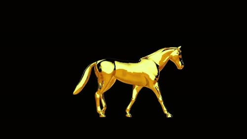 Goldenes Pferd, das auf Schwarz läuft