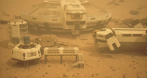 Futuristic Martian Colony Base with Advanced Structures Animation