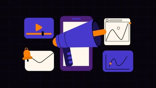 Animated Mobile Marketing Icons with Smartphone