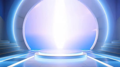 Futuristic Virtual Stage Presentation with Glowing Light Reveal