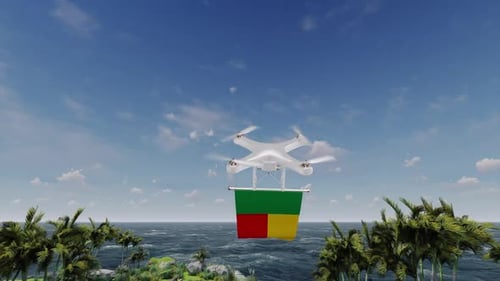 Zumbido cuadricóptero con bandera de Benin
