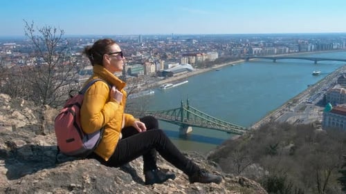 Sitting in Sun By Budapest Cityscape