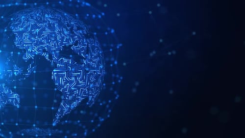 Futuristische Globe Earth Sphere mit Netzwerkverbindung Globales Hologramm Hud